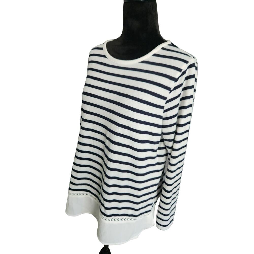 Women’s shirt C.D.DANIELS size L striped long sleeve pullover top Pre-own (fs55) - Picture 2 of 5